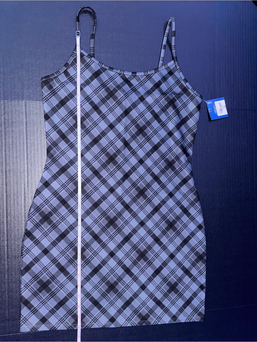 Arizona Jean Company Black & Gray Plaid Slip Dress Size Large - Picture 6 of 8